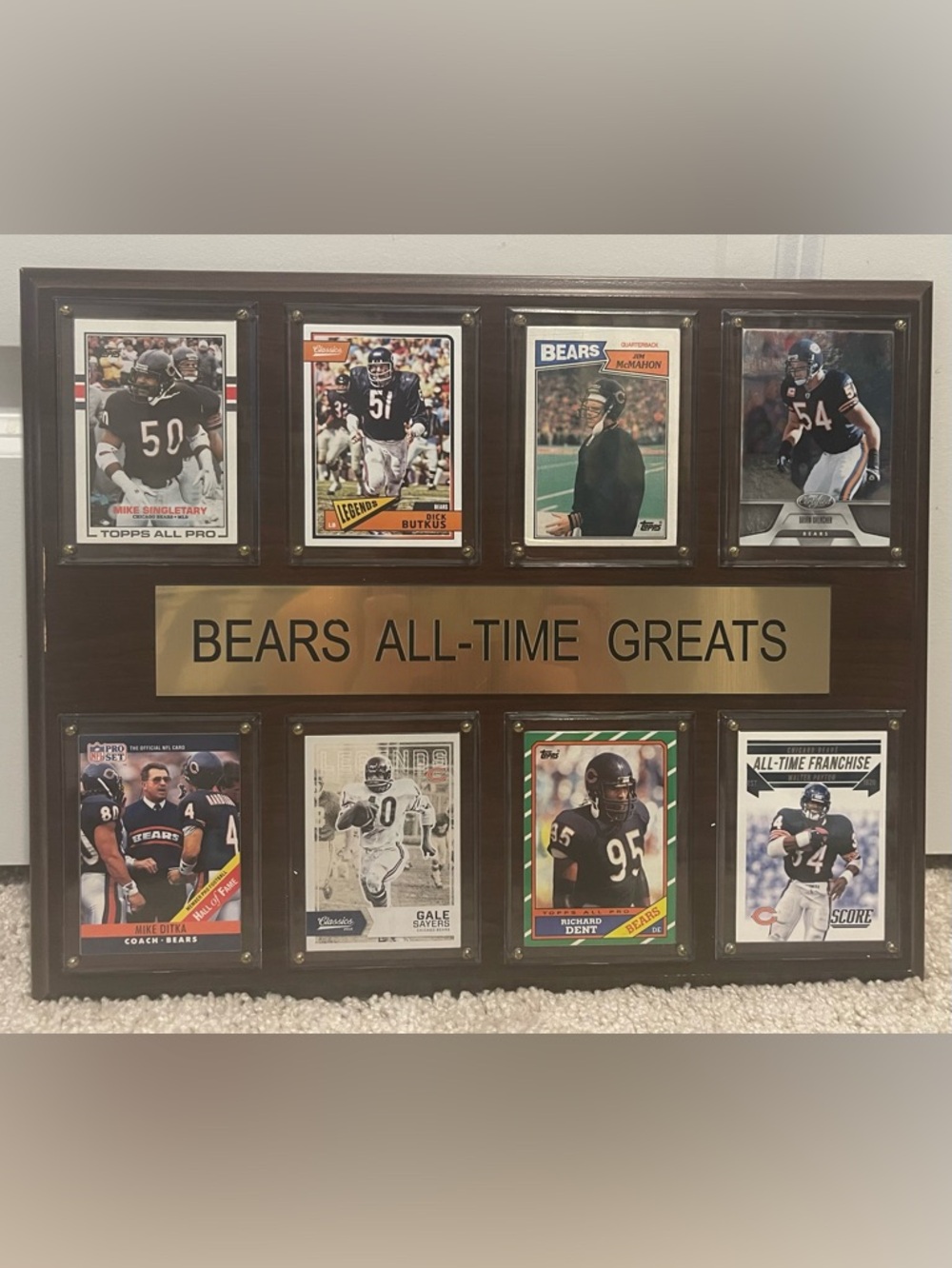 Chicago Bears All-Time Greats Framed Trading Card Display - Brown and Gold